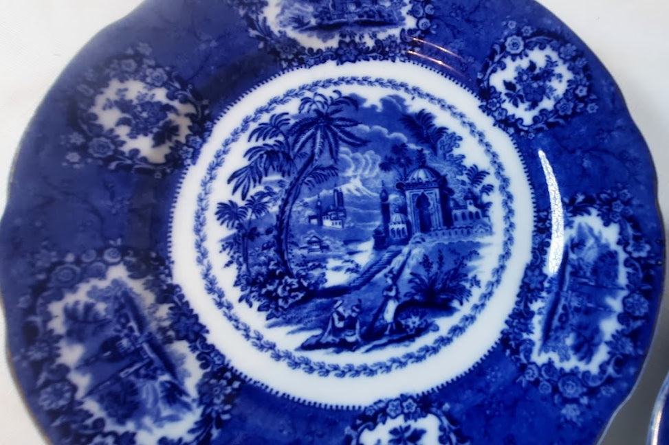 Flow Blue Plates, by William Ridgway, set of three, Stunning!!