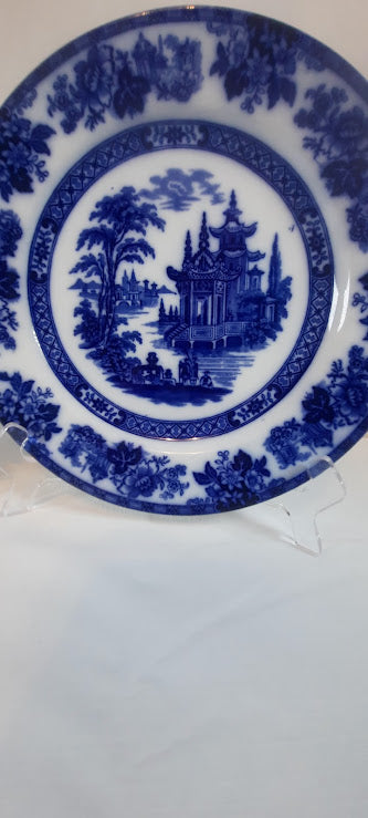 Flow blue transferware set of 2 plates, by Royal Doulton Madras