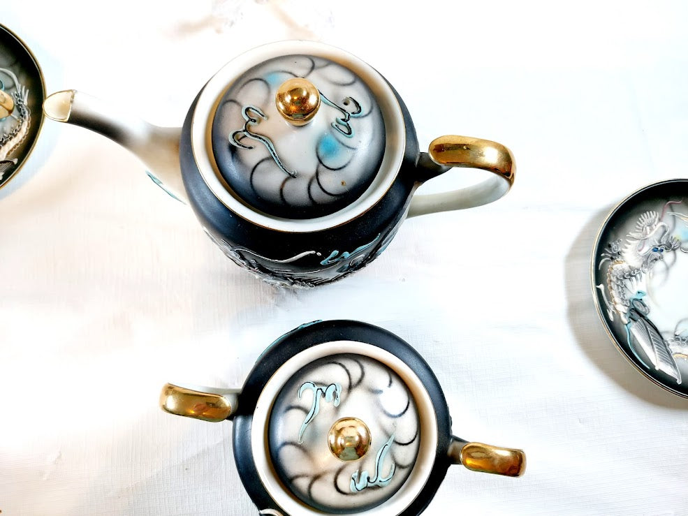 Vintage Japanese Moriage Dragonware, set of 9 pieces, Stunning!!