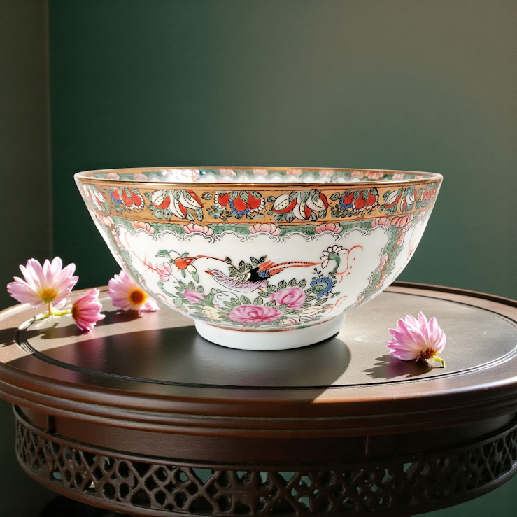 Andrea by Sadek, Large Famille Rose Porcelain Bowl