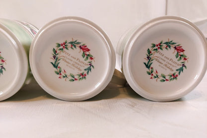 Fitz and Floyd "Winter Holiday Pattern" Christmas Mugs, Set of 4