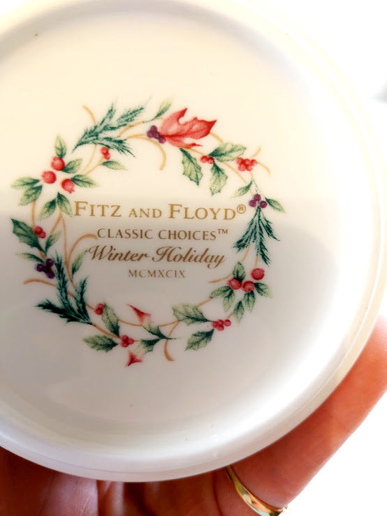 Fitz and Floyd "Winter Holiday Pattern" Christmas Mugs, Set of 4