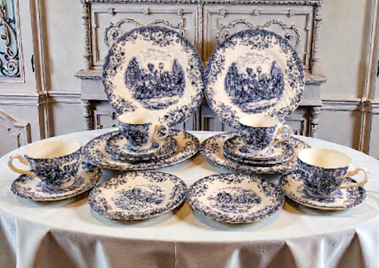 Blue and White 16 piece Porcelain set by Johnson Brothers