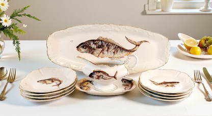 Vintage Fish Service Set, Stunning!!!  Service for 8 & total of 11 pieces