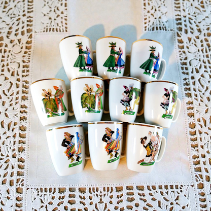 Vintage Polish Mugs by Zofia Stryjenska, set of 10, Excellent!!