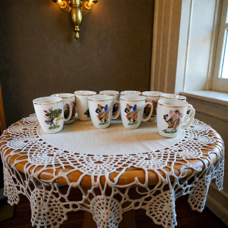 Vintage Polish Mugs by Zofia Stryjenska, set of 10, Excellent!!