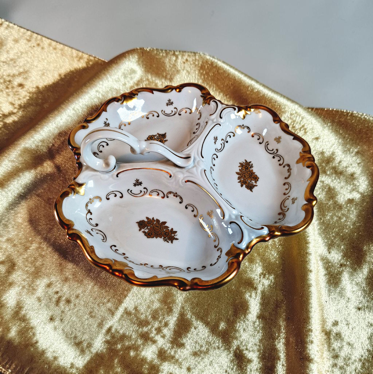 Vintage Reichenbach Porcelain 3 Section Dish, Just Stunning!!