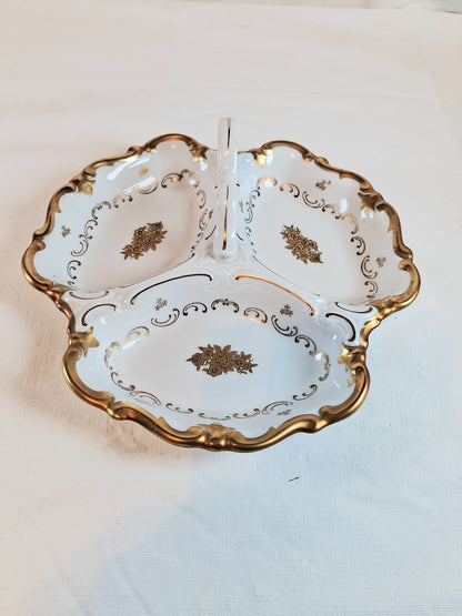 Vintage Reichenbach Porcelain 3 Section Dish, Just Stunning!!