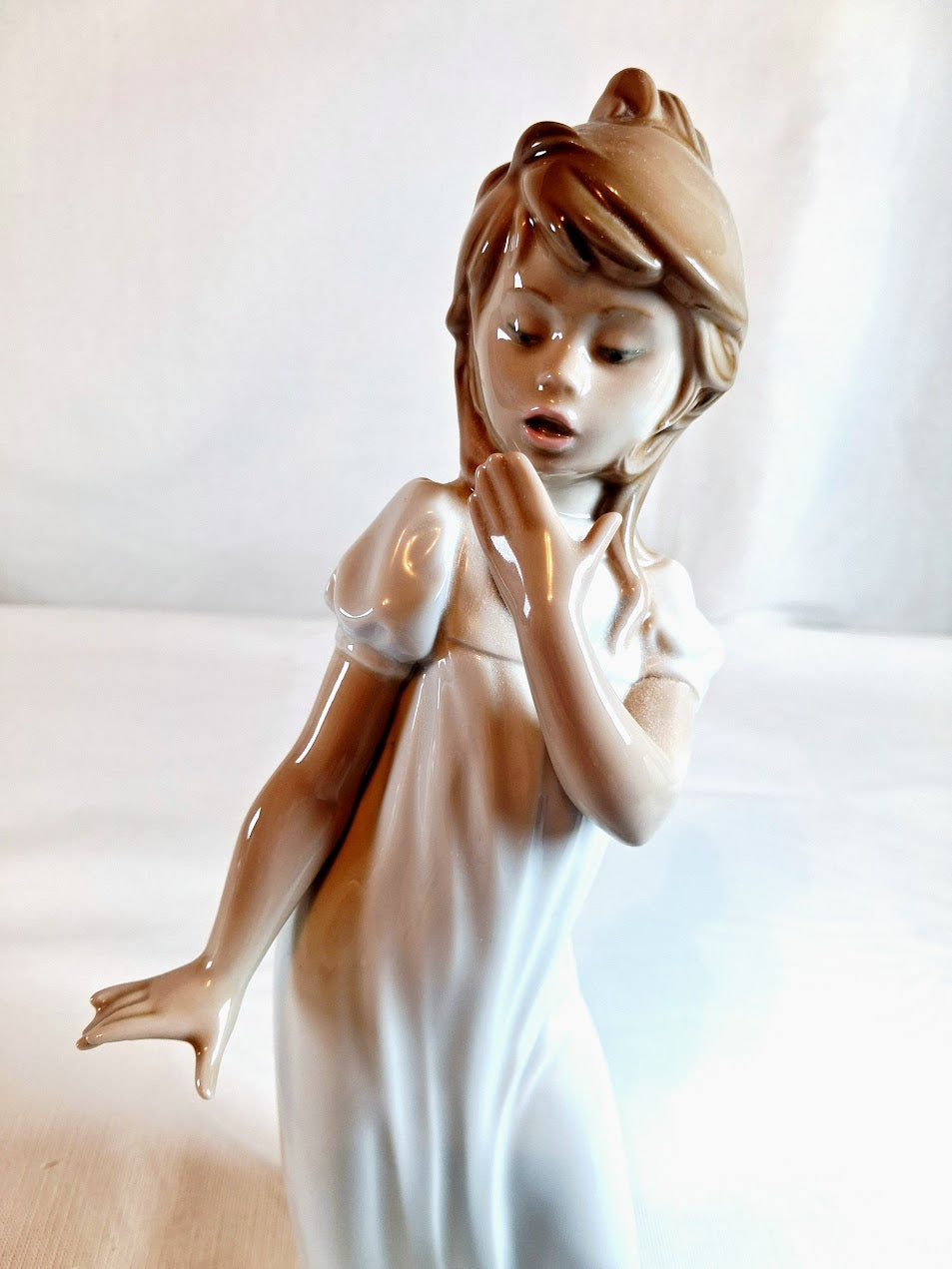 Lladro Hand Painted Figurine of Girl Yawning...Stunning!