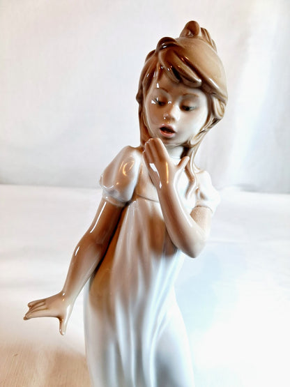 Lladro Hand Painted Figurine of Girl Yawning...Stunning!