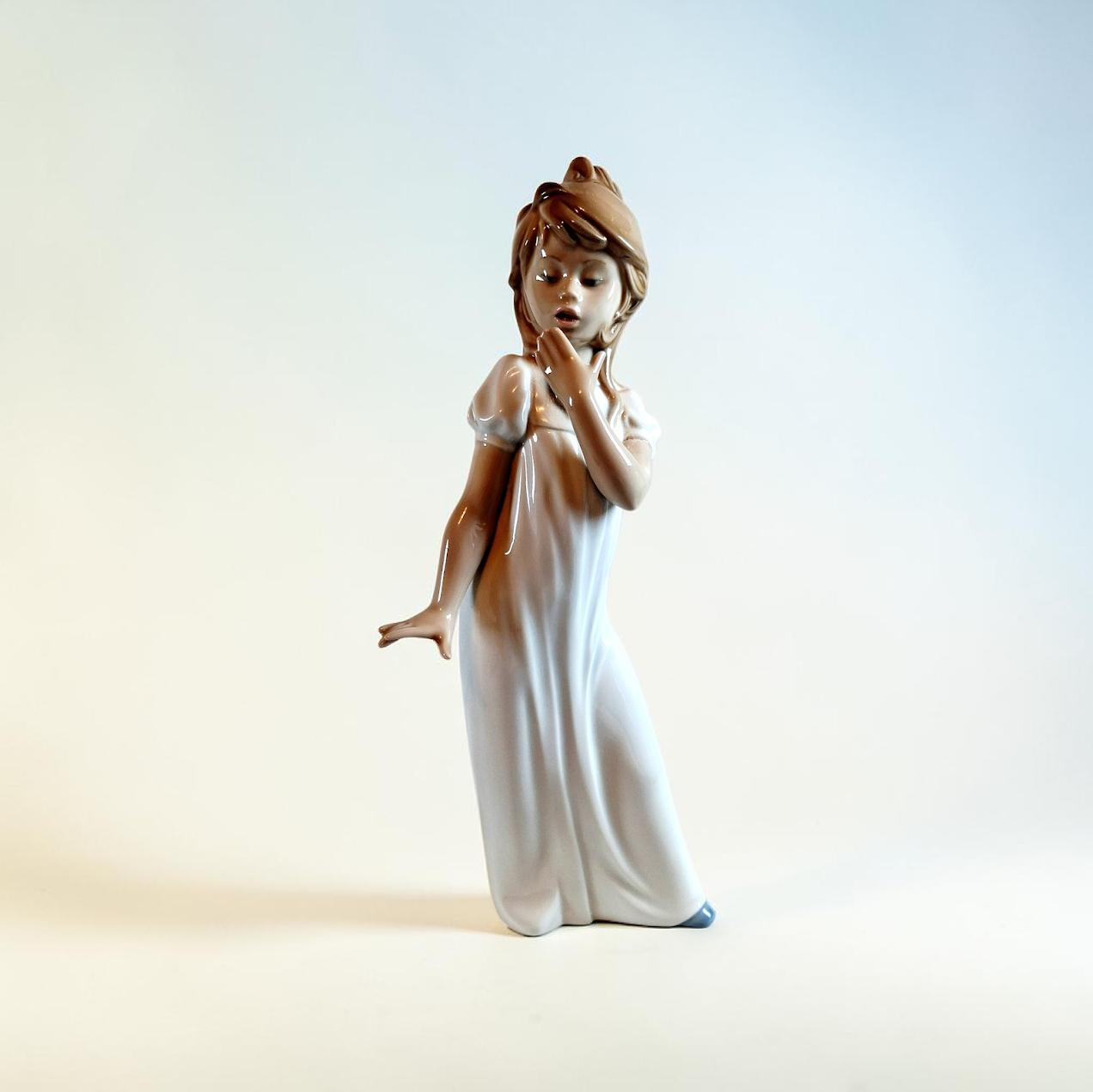 Lladro Hand Painted Figurine of Girl Yawning...Stunning!