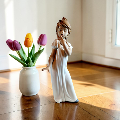 Lladro Hand Painted Figurine of Girl Yawning...Stunning!