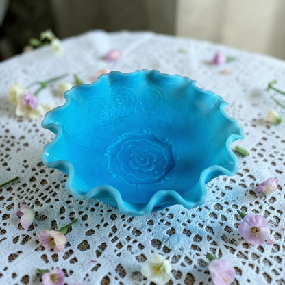 Vintage Fenton Blue  Satin Bowl, So Pretty!