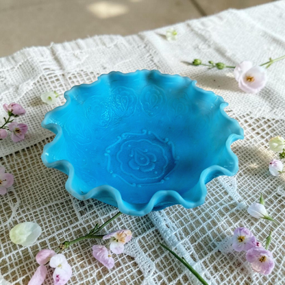 Vintage Fenton Blue  Satin Bowl, So Pretty!