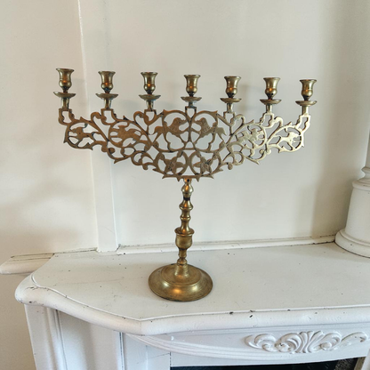 Vintage brass 7-branch menorah