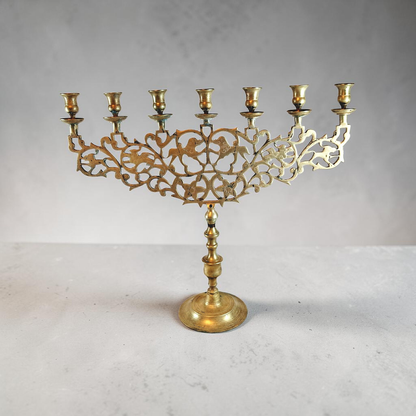 Vintage brass 7-branch menorah