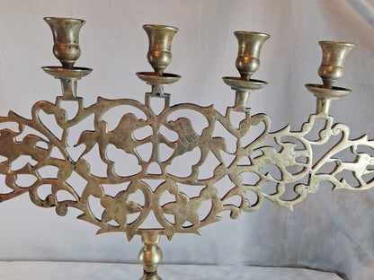 Vintage brass 7-branch menorah