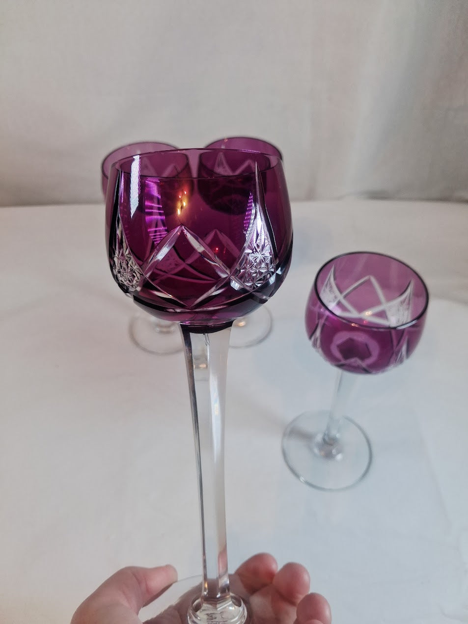 Vintage Amethyst Crystal Stemware, Made in France, Stunning!!