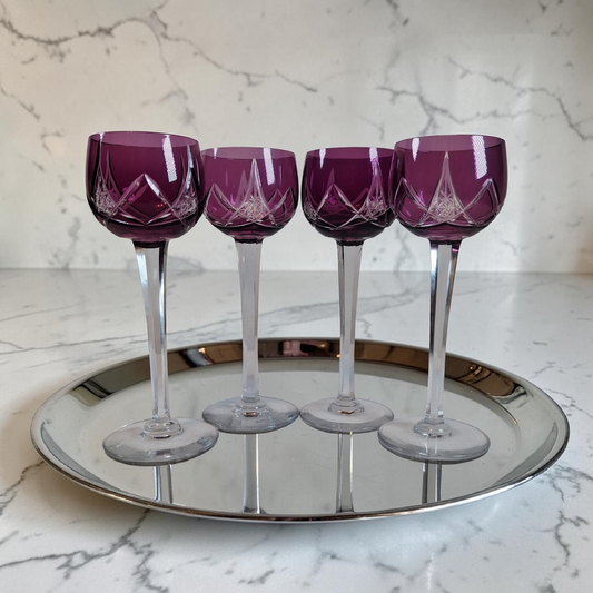 Vintage Amethyst Crystal Stemware, Made in France, Stunning!!