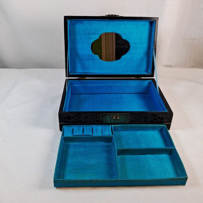 Antique Chinese Black Lacquer Jewelry Box