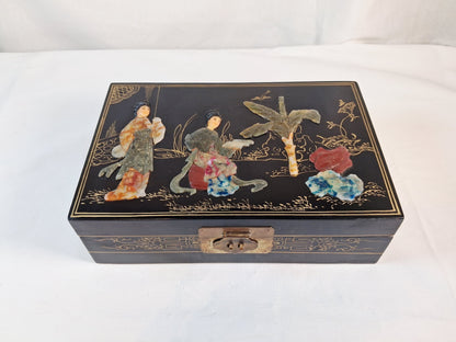 Antique Chinese Black Lacquer Jewelry Box