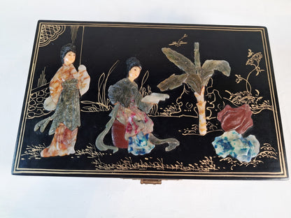 Antique Chinese Black Lacquer Jewelry Box