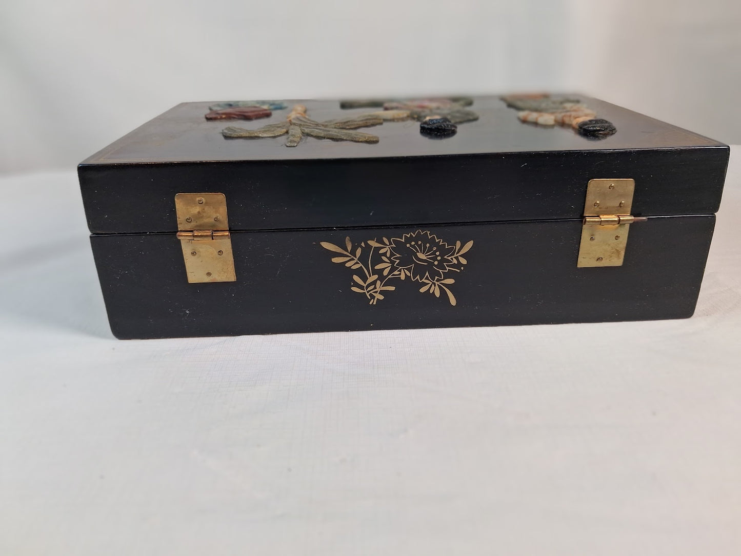 Antique Chinese Black Lacquer Jewelry Box