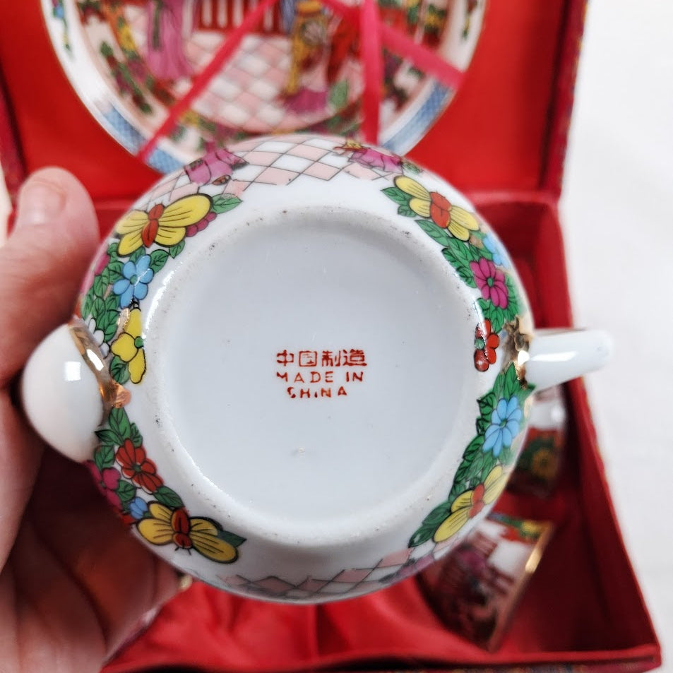 Vintage Chinese Miniature 9-piece Porcelain Tea Set