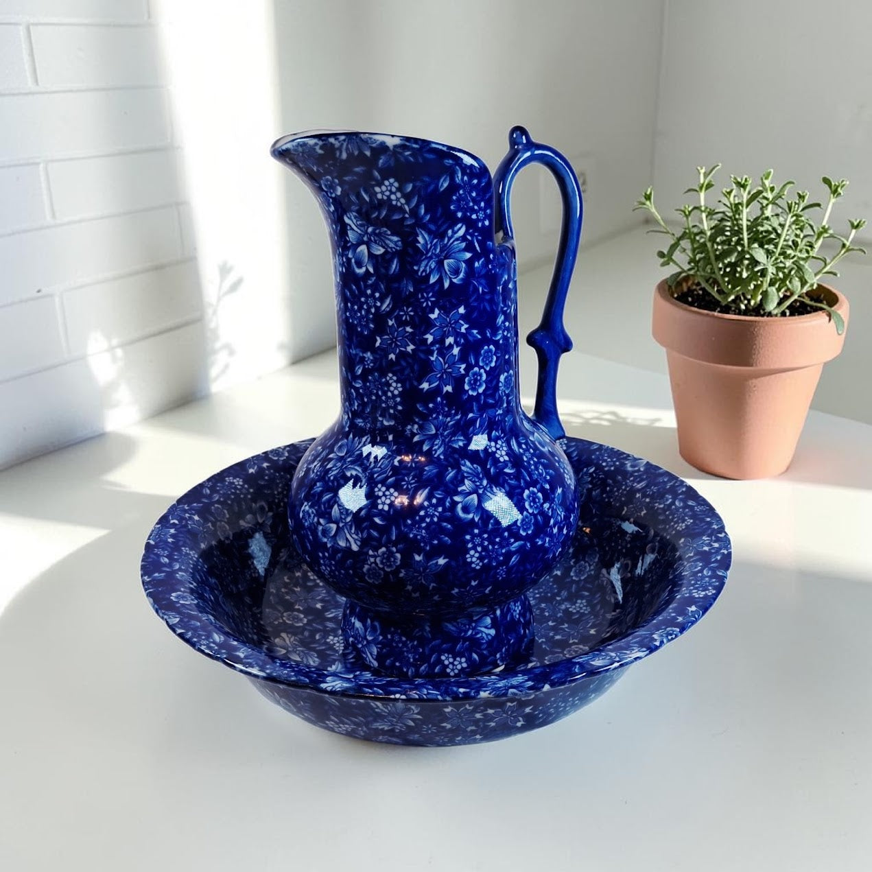 Vintage Victoria Ware Ironstone Pitcher and Basin Set, Stunning!! Excellent!