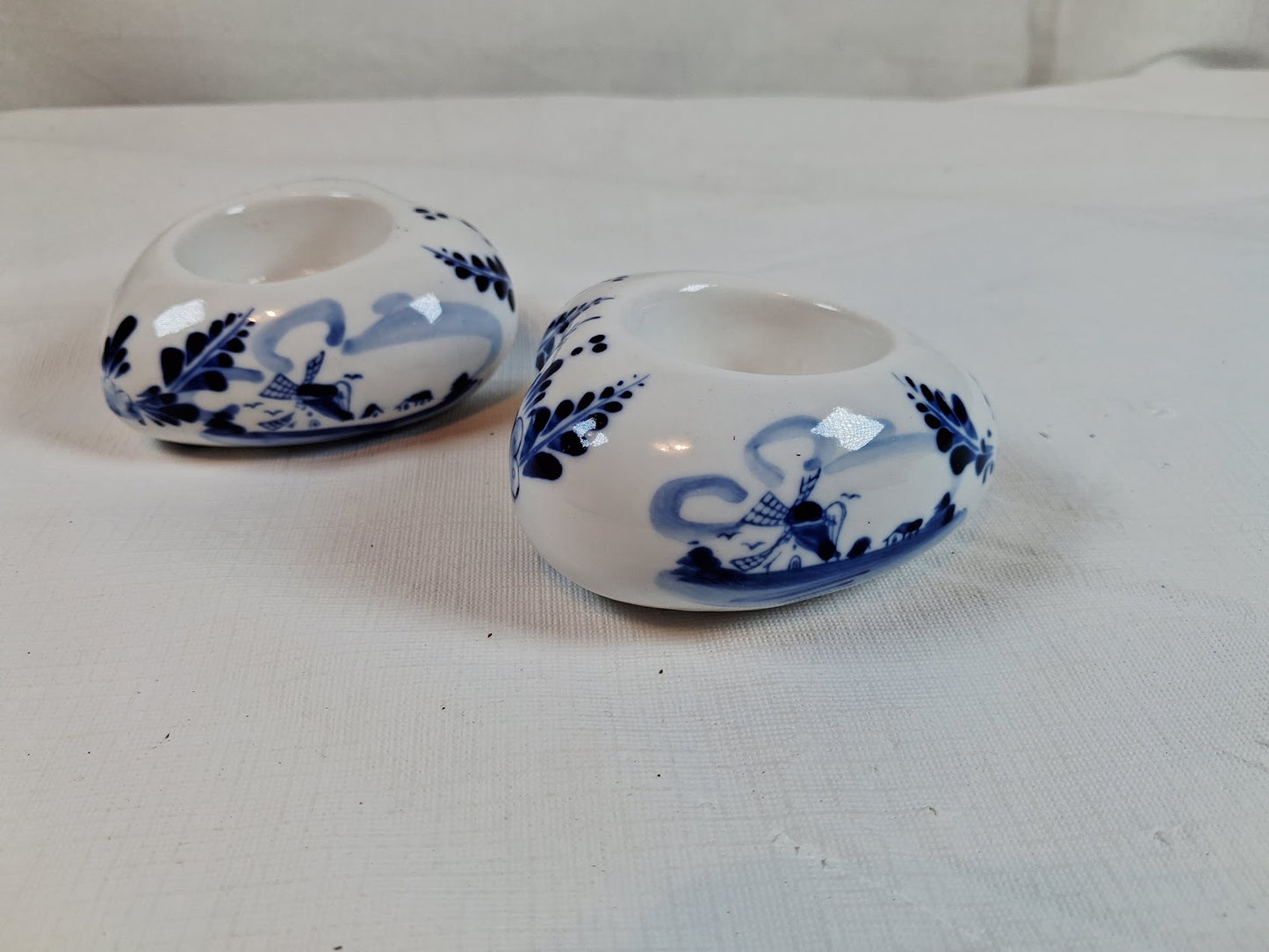 Vintage Delft Heart Shaped Tea Light Candle Holders