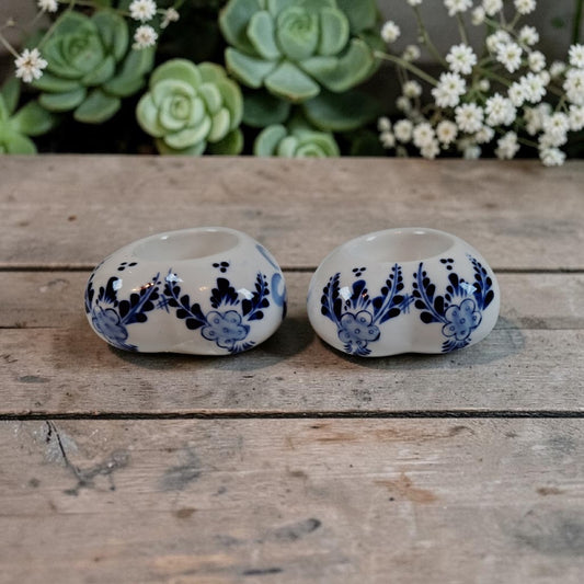 Vintage Delft Heart Shaped Tea Light Candle Holders