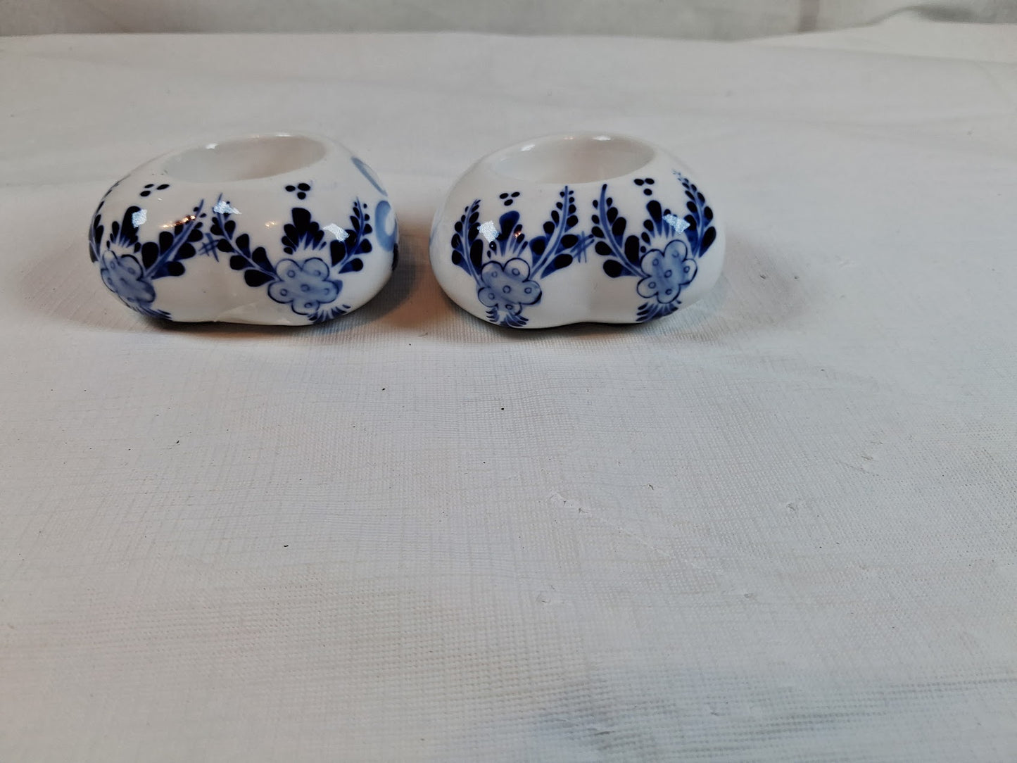 Vintage Delft Heart Shaped Tea Light Candle Holders