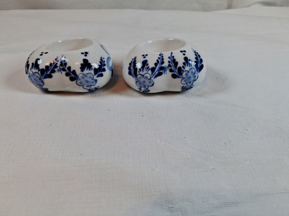 Vintage Delft Heart Shaped Tea Light Candle Holders