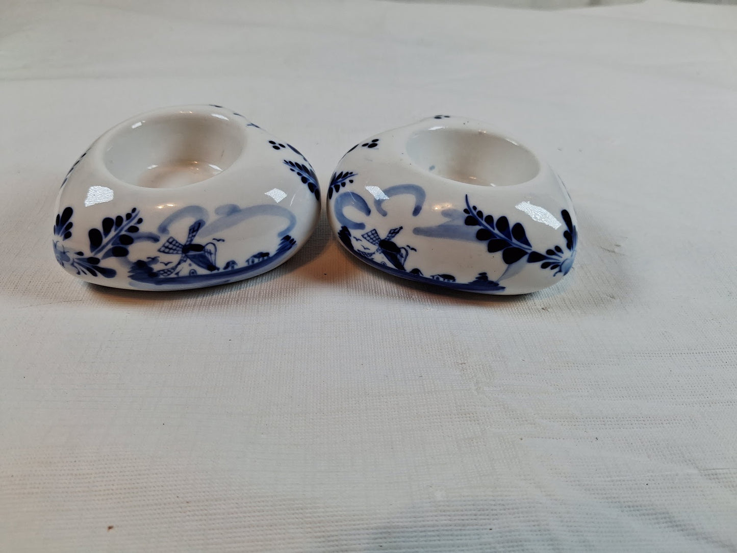 Vintage Delft Heart Shaped Tea Light Candle Holders