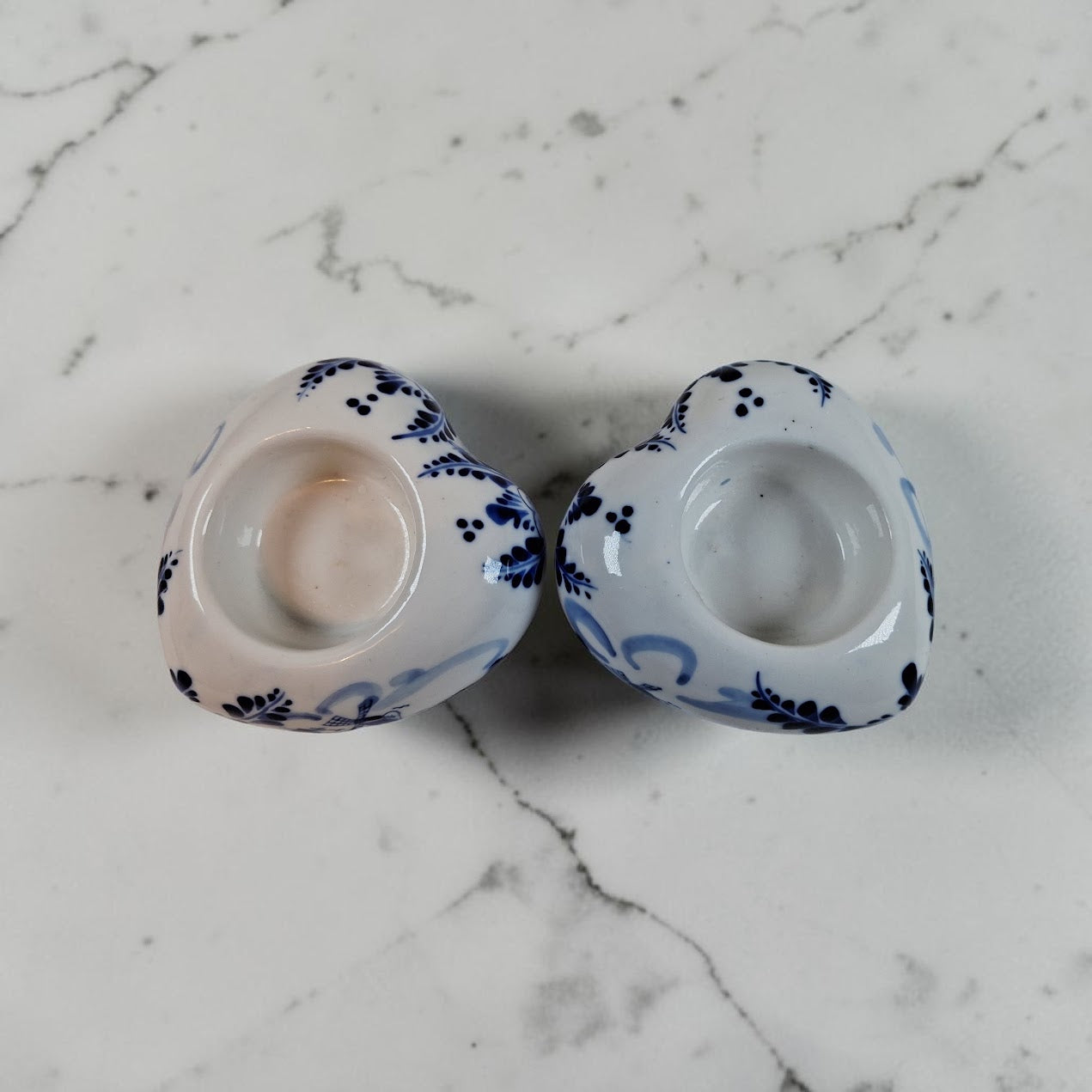 Vintage Delft Heart Shaped Tea Light Candle Holders