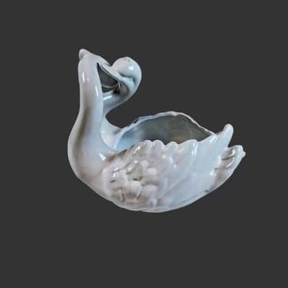 Vintage Porcelain Double Head Swan Planterd, Made in Portugal, Excellent!!