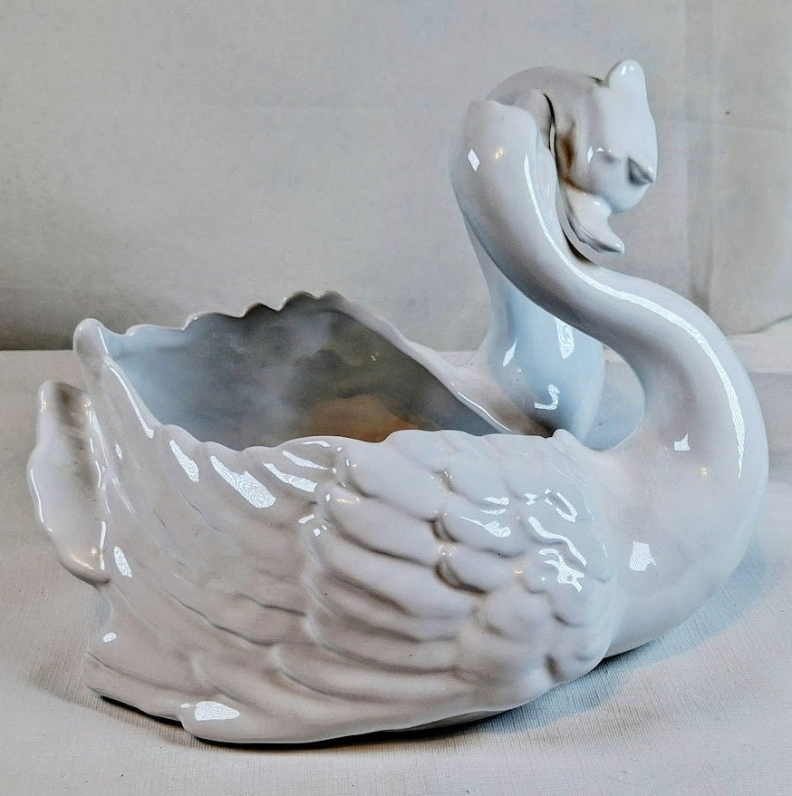 Vintage Porcelain Double Head Swan Planterd, Made in Portugal, Excellent!!