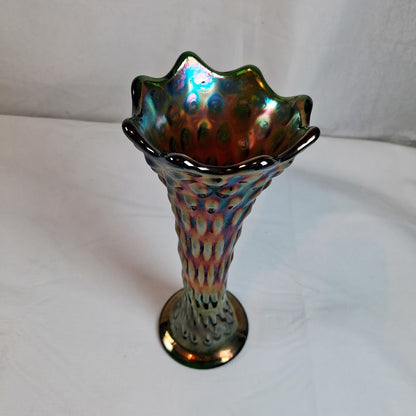Antique Fenton Carnival Glass Swung Vase, Stunning!