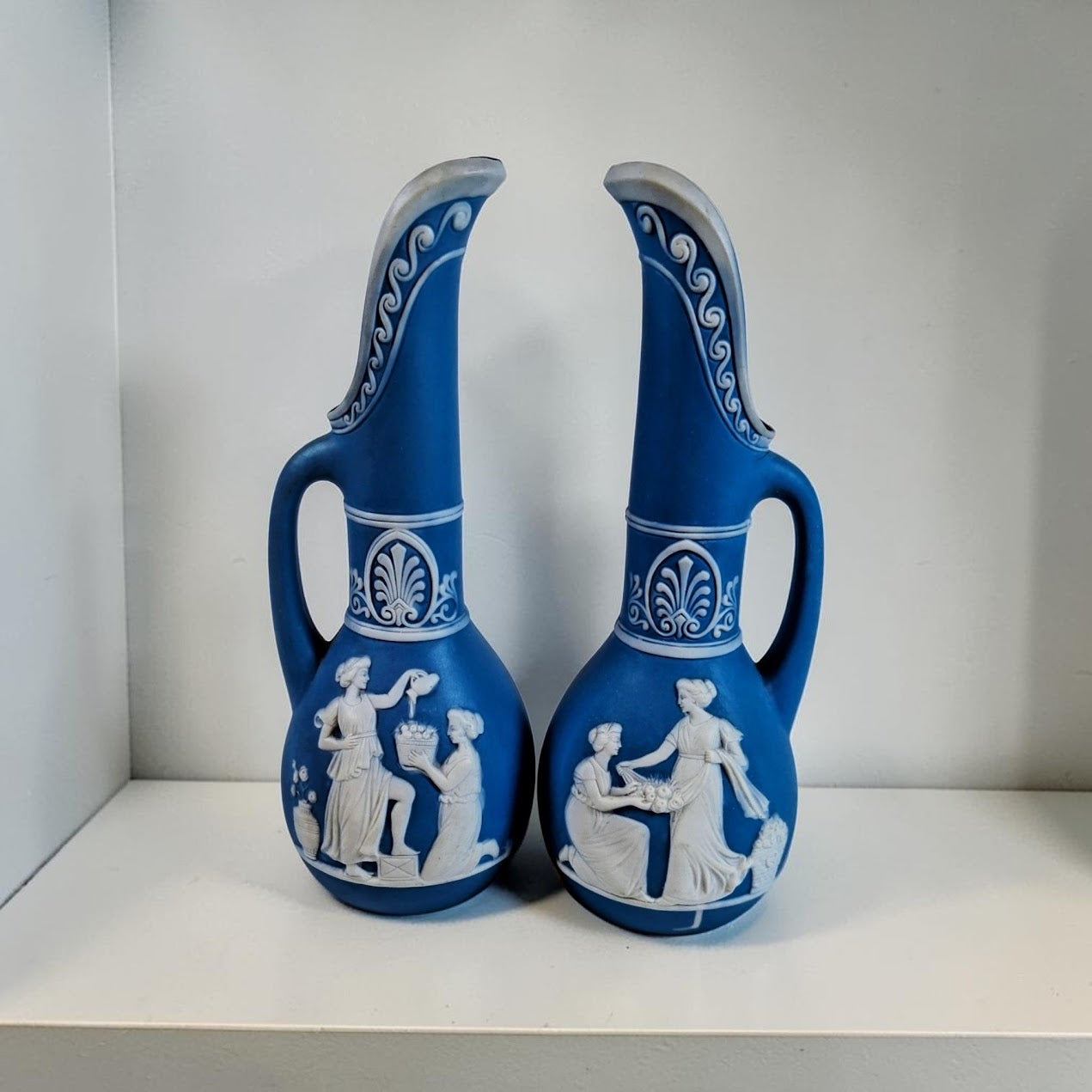 Set of 2 Wedgwood Style Pitchers or Vases