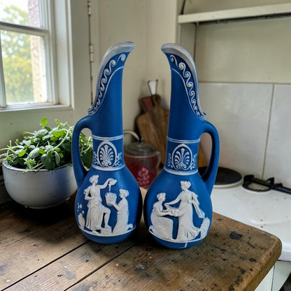 Set of 2 Wedgwood Style Pitchers or Vases