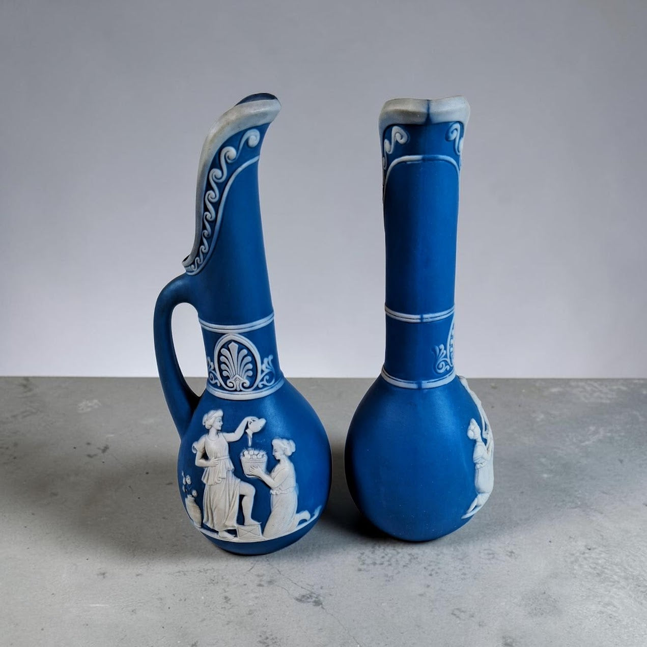 Set of 2 Wedgwood Style Pitchers or Vases