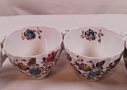 Johnson Brothers Staffordshire tea cups set of 5, DISCOUNTED- 2 CUPS HAVE SMALL CHIP ON BOTTOM