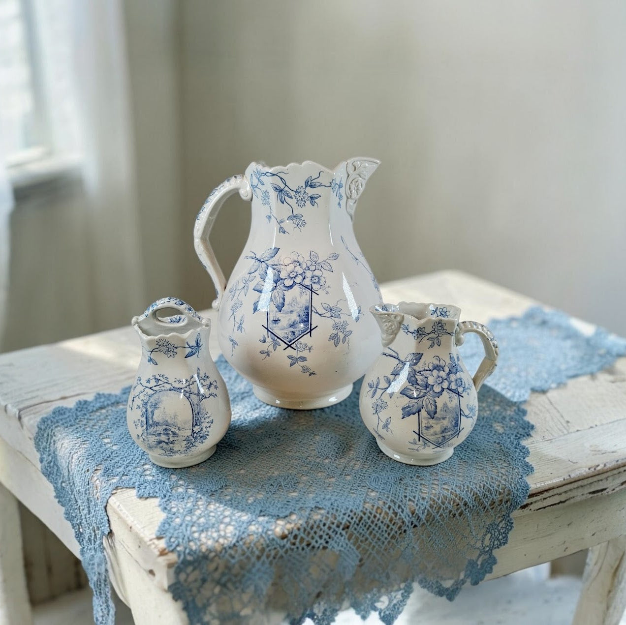 Rare Find!! 3 piece Pitcher set over 124 years old, absolutely Stunning!!
