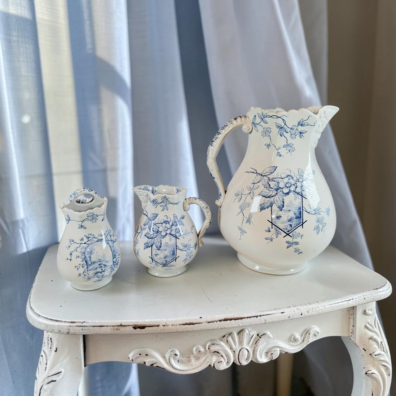 Rare Find!! 3 piece Pitcher set over 124 years old, absolutely Stunning!!