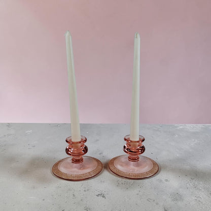 Vintage Tiffin-Franciscan Pink Depression Glass Rolled Rim Bowl with Matching Candle Holders, Beautiful!