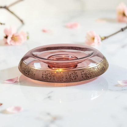 Vintage Tiffin-Franciscan Pink Depression Glass Rolled Rim Bowl with Matching Candle Holders, Beautiful!