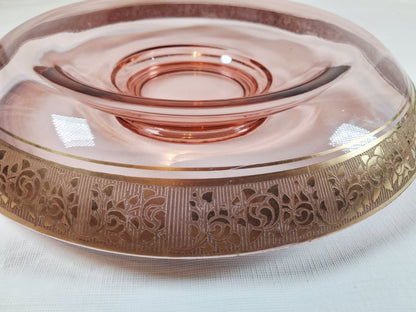 Vintage Tiffin-Franciscan Pink Depression Glass Rolled Rim Bowl with Matching Candle Holders, Beautiful!