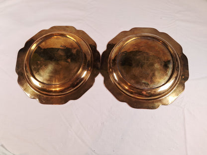 Vintage Brass with Copper Chinoiserie Plates, Set of 2