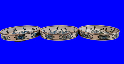 Imari Gold and Blue Peacock Set of 3 Bowls