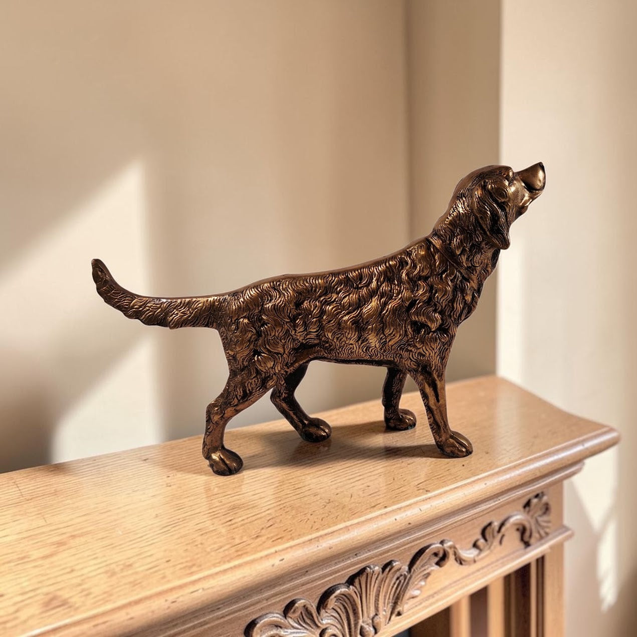 Large Brass Irish Setter Statue, 10" in length, Just Gorgeous